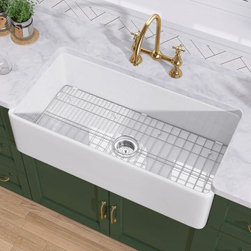 White Farmhouse Sink 33 inch Fireclay Apron Front Farm House Kitchen Sink Single Bowl Deep Drop In Undermount