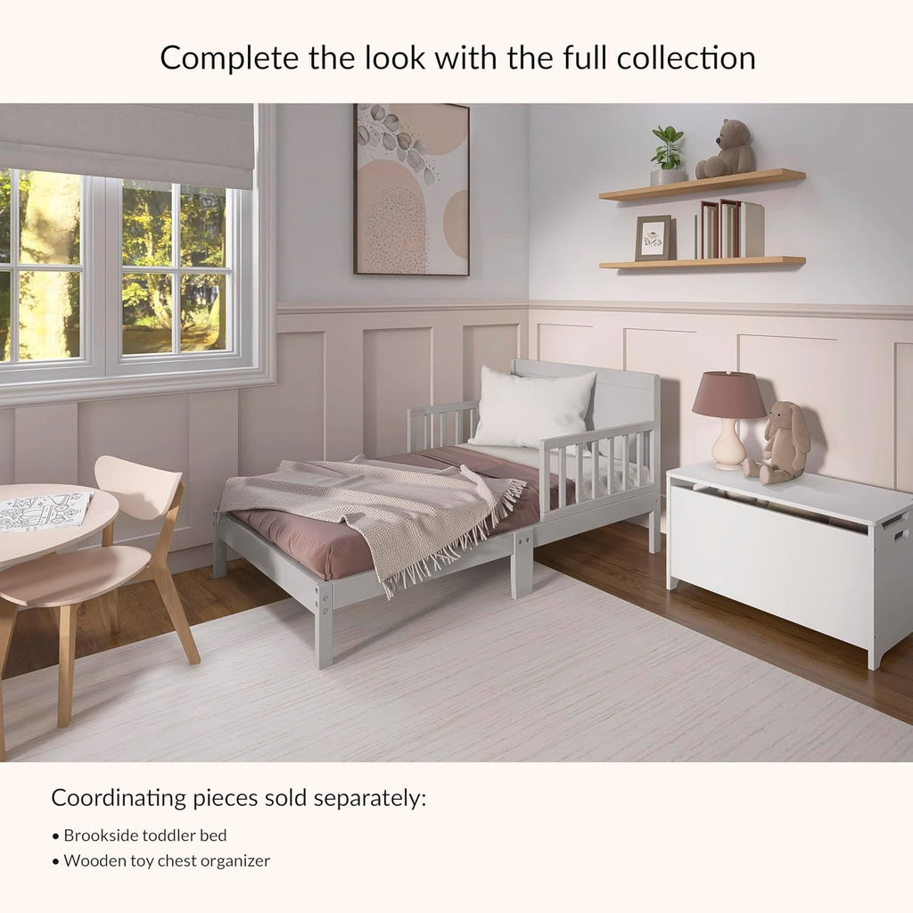 Toddler Bed, Low Floor Wooden Bed, Side Safety Bed Rails, GREENGUARD Gold & BSA Certified, Non-Toxic Paint