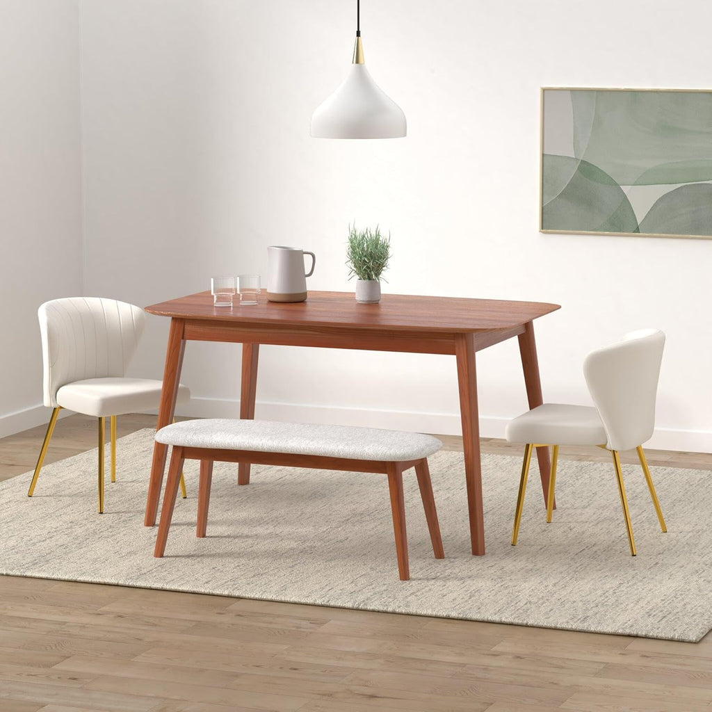 Velvet Dining Chairs Set of 4, Modern Upholstered Dining Room Chairs with Gold Metal Legs, White