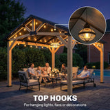 13' x 11' Hardtop Gazebo Canopy with Galvanised Metal Roof, Fir Wood Frame