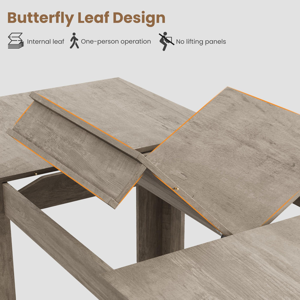 63 in-86.6 in Extendable Dining Room Table for 6-10