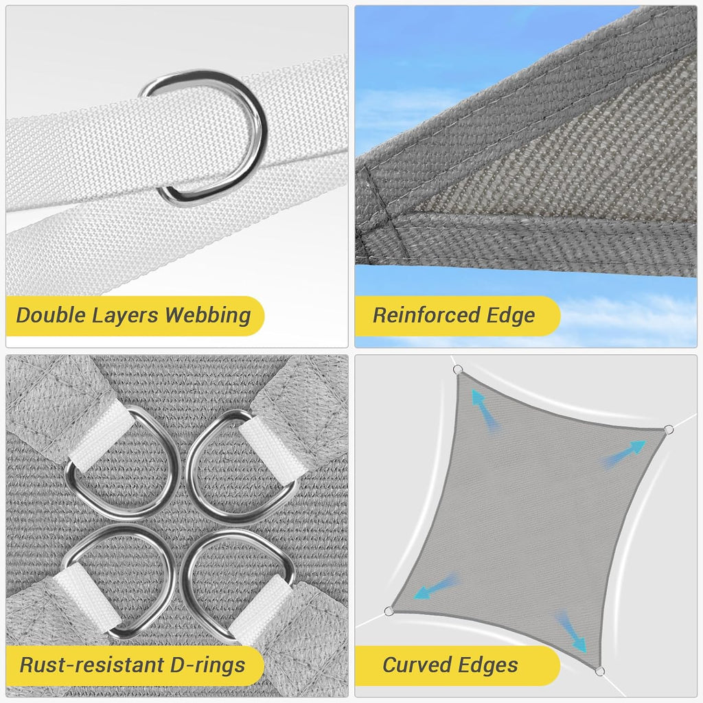 Sun Shade Sail,UV Protection Beach Shade Canopy Wind Sail | Heavy Duty,Tear and Rust Resistant Patio sail Shade for