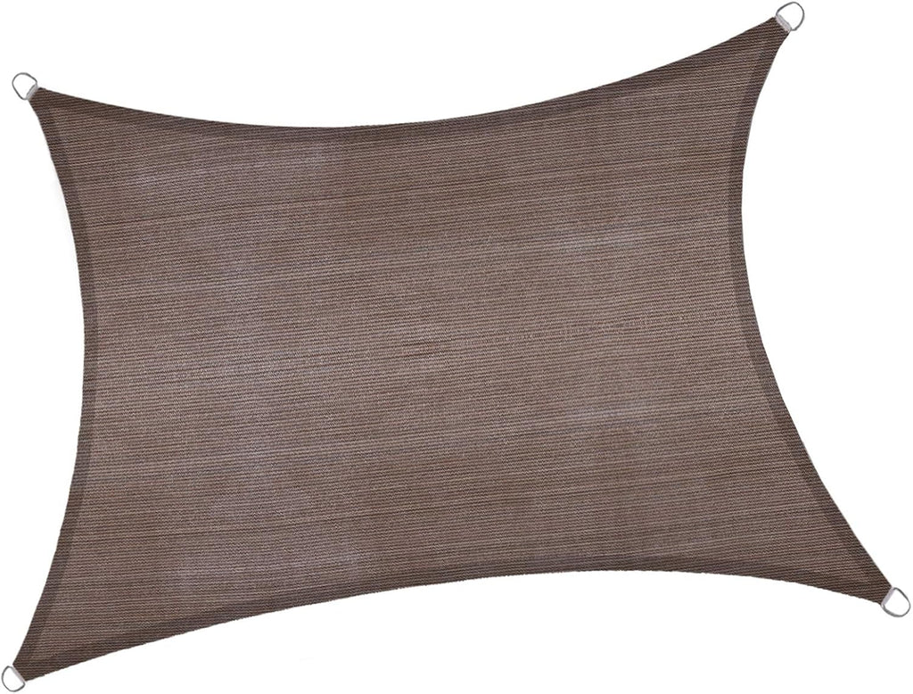 10' x 13' Rectangle Sun Shade Sail for Outdoor Patio, Brown | HDPE Fabric, 95% UV Block, Breathable Sunshade, Canopy