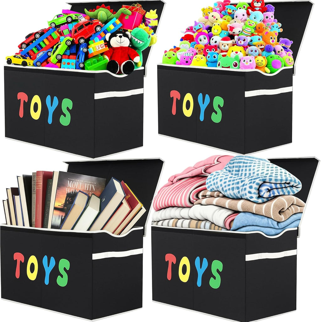Toy Box Chest, Collapsible Sturdy Storage Bins with Lids, Extra Large Kids Toy Storage Organizer Boxes Bins Baskets
