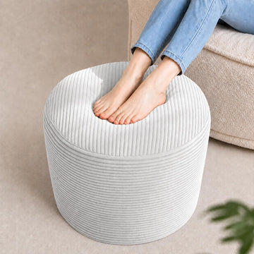 Stuffed Pouf Ottoman Foot Rest with 2.8-inch Solid Foam Base