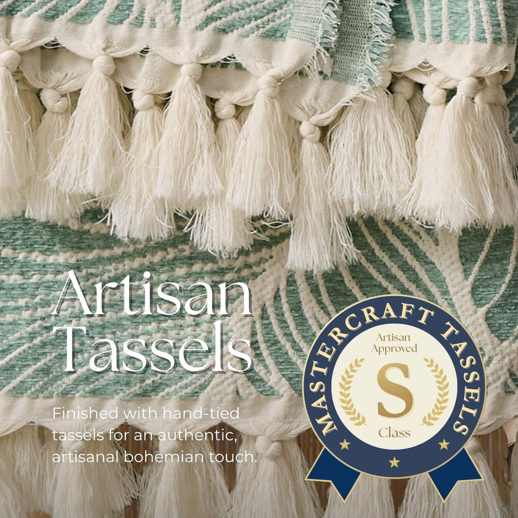 Chenille Cotton Throw Blanket, Lightweight Boho Blanket