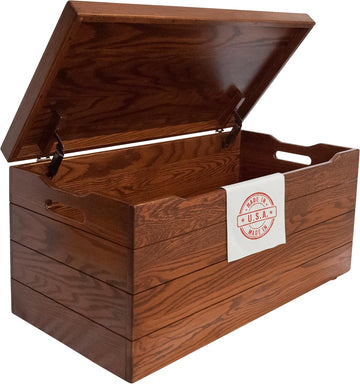 Amish Made Wooden Storage Chest Trunk Box with Lid and Handles , Blanket, Clothes, Anti-Slam Hinges, Handmade