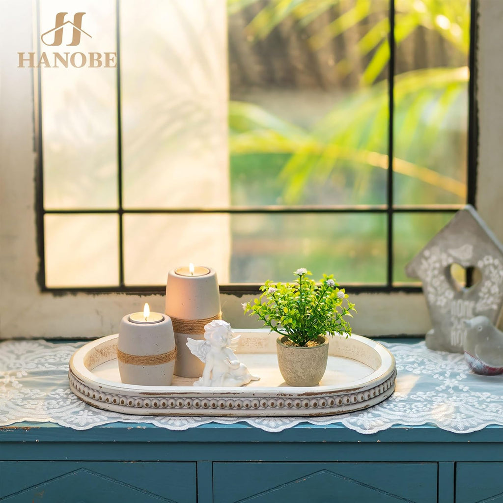 Decorative Trays for Coffee Table : White Oval Centerpiece Tray Wood Entry Table Decor Round Bathroom Tray Kitchen