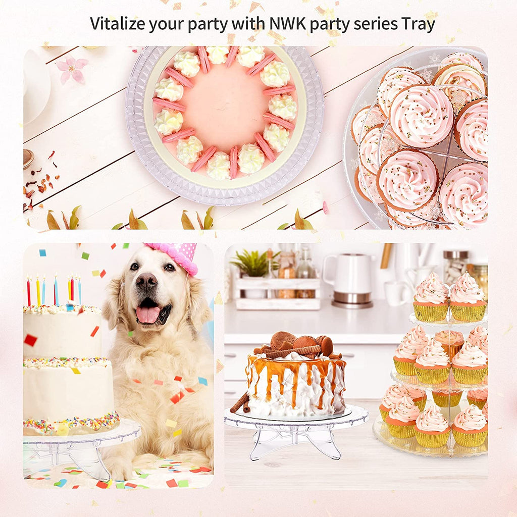 12inch Clear Round Cake Stand with String Lights