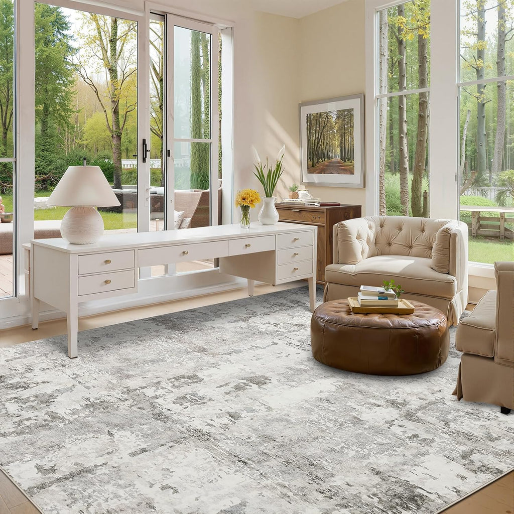 Abstract Area Rug, Washable Soft Low Pile Non Slip Accent Rug for Living Room, Bedroom, Dining Room, Modern