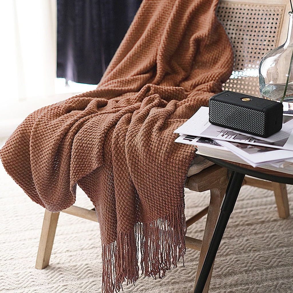 Knitted Throw Blanket with Tassels Bubble Textured Lightweight Throws, 50x60)