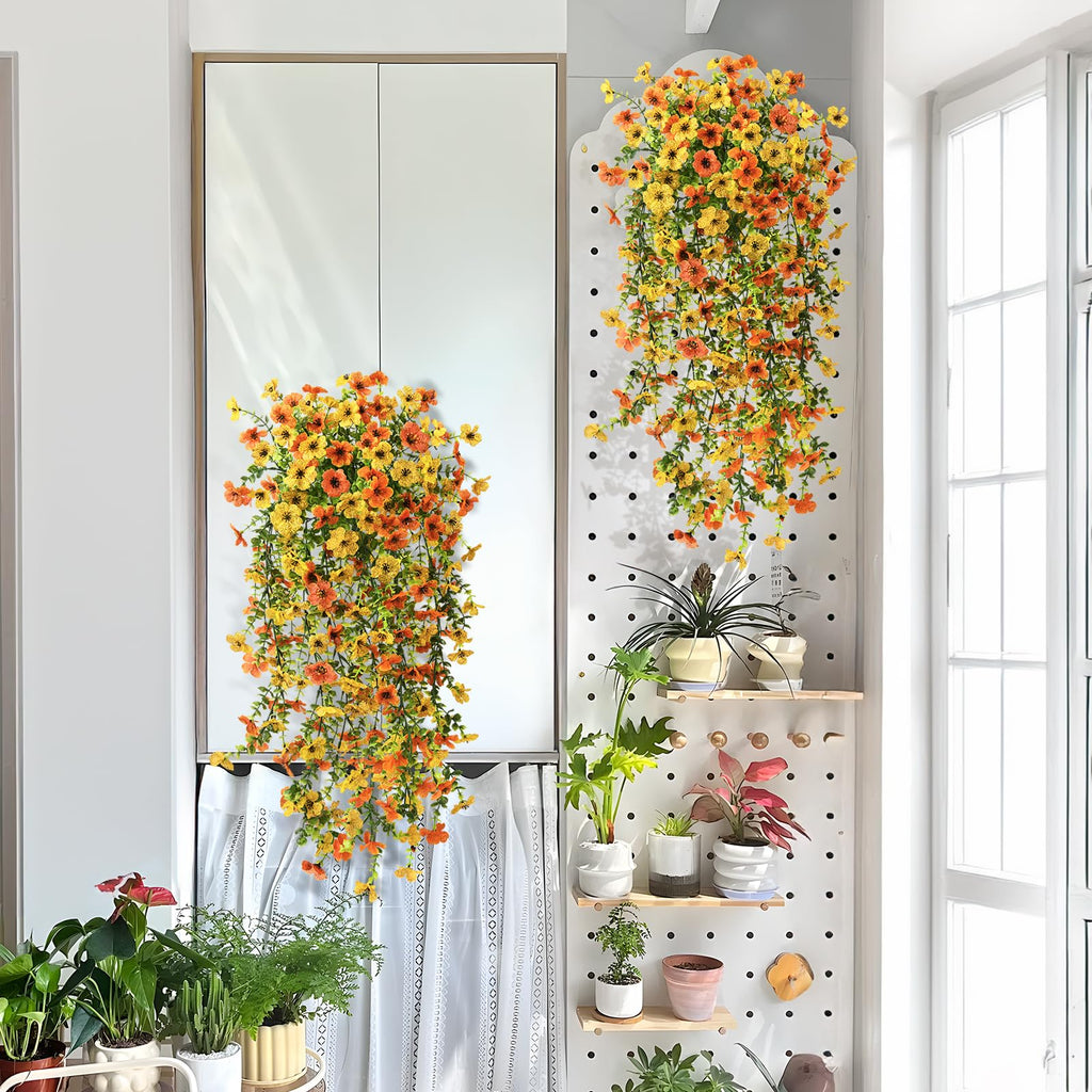 Artificial Fall Mums Fake Flowers Plants for Outdoor Home Decor