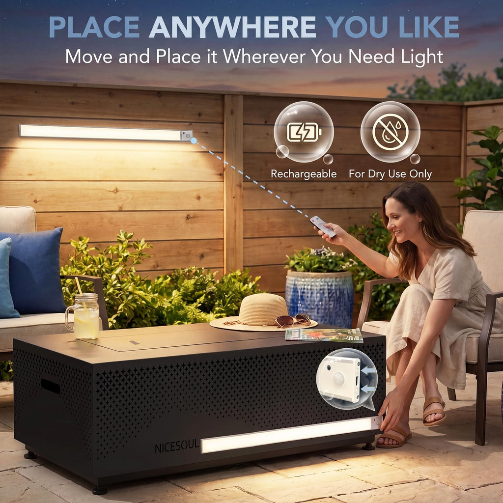 42'' Propane/Natural Gas Fire Pit Table, Rectangle Firepits with Tank Table, 50000 BTU Modern Outdoor Fireplace with