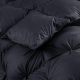 Luxurious All-Season Goose Down Feather Fiber Comforter Queen Duvet Insert, Exquisite Black Pinch Pl