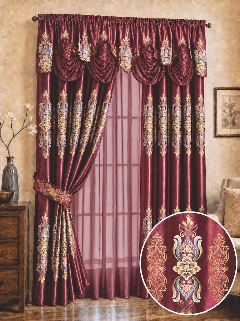 Regal Regalia Jacquard Blackout Curtains,Set of 2 Panels,W60"*L86,80% Light Blocking Window Drapes with Gold Floral