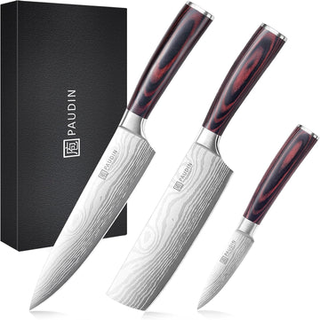 Kitchen Knife Set, 3 Piece High Carbon Stainless Steel Professional Chef Knife Set with Ultra Sharp Blade & Wooden