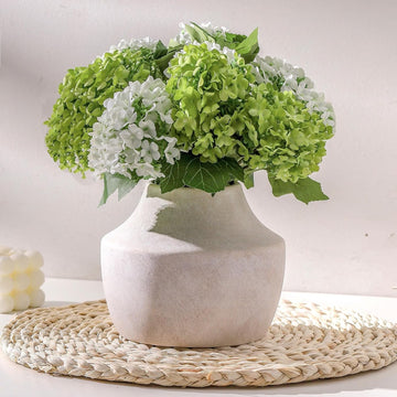 Ceramic Flower Vase, 5.3 inch Off-White Farmhouse Rustic Vase, Handcrafted Weathered Pottery Vases, Small Flower