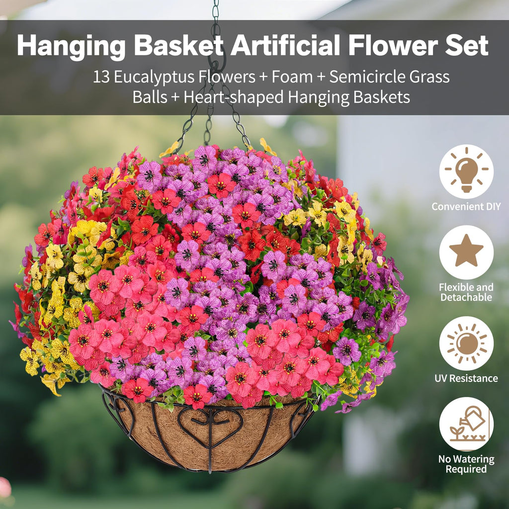 2 Sets Artificial Hanging Flower for Outdoors(Mixed)