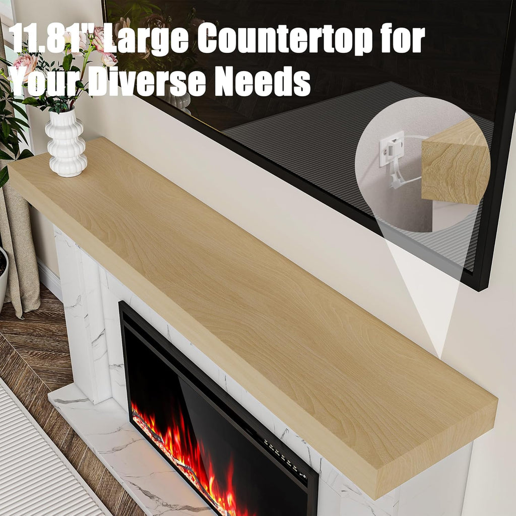 62 Inch Electric Fireplace with Mantel, Replaceable 36" Fireplace Insert Heater, 3D Realistic Log and Flame Effect