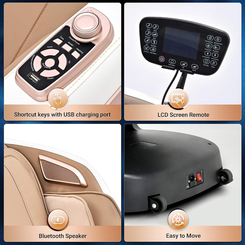 Massage Chair Full Body with Heat, Full Body Zero Gravity Shiatsu Massage Chair, Kneading Recliner w/ 20 Auto Modes