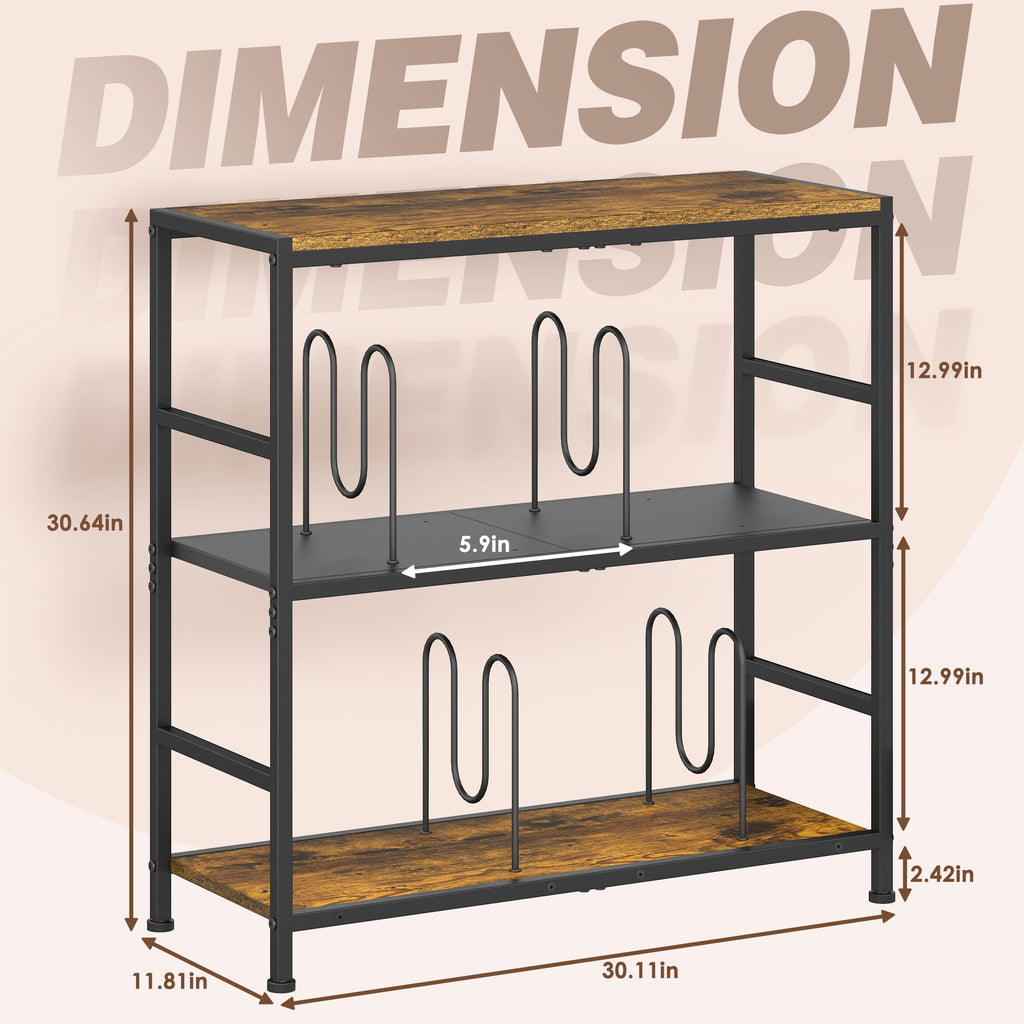 Record Player Stand with 4 Adjustable Dividers, Vinyl Record Storage Up to 300+ Albums, 3-Tier Vinyl Storage Holder