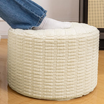 Supportive Boucle Pouf Ottoman Foot Rest Elevate Your Living Room Decor with Lightweight Pouf Filler Modern Foam
