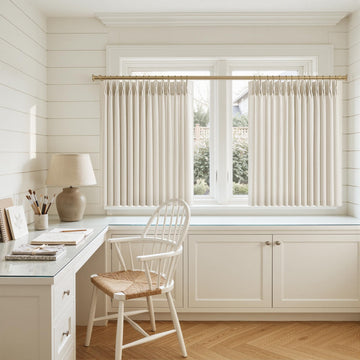 Pleated Memory Shaped Natural Linen Curtains Short, Pinch Pleat Light Filtering 45 inch Curtain with Hooks Privacy