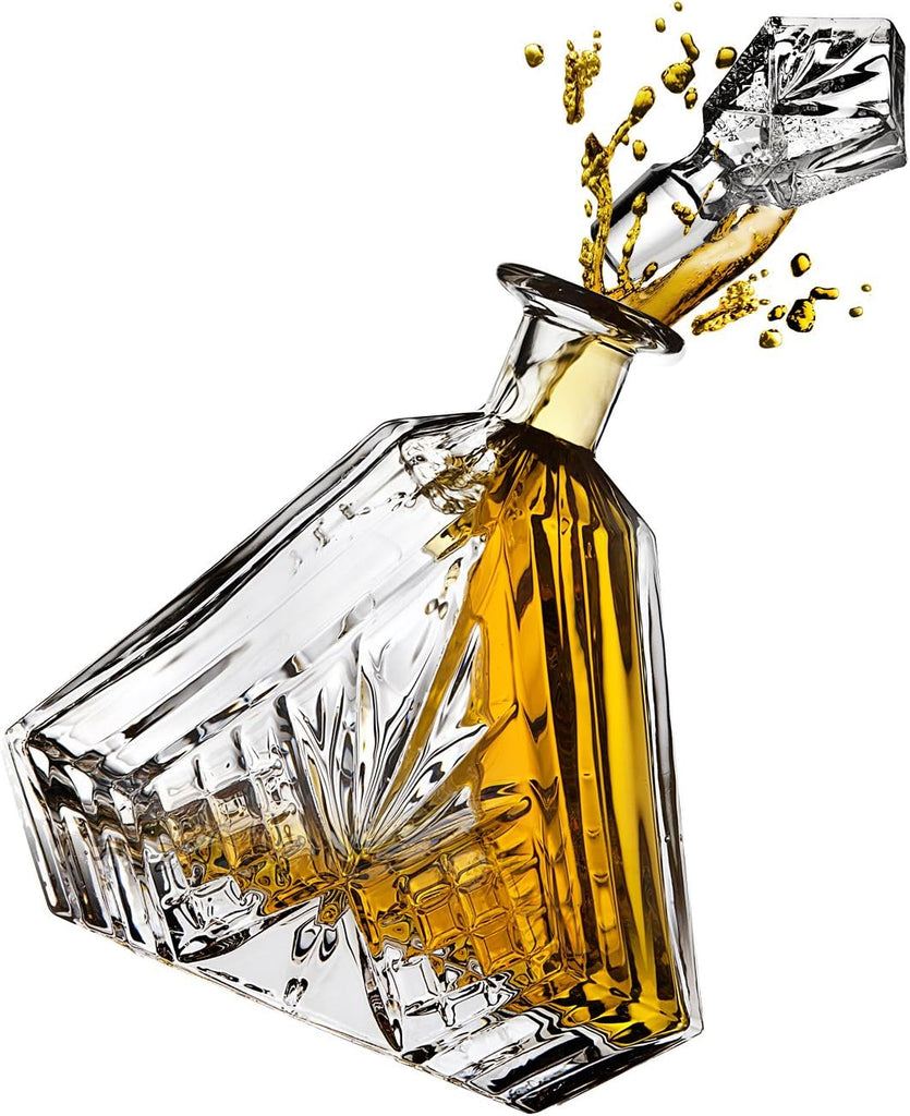 Whiskey Decanter for Liquor Scotch Bourbon or Wine, Irish cut Triangular - 750ml