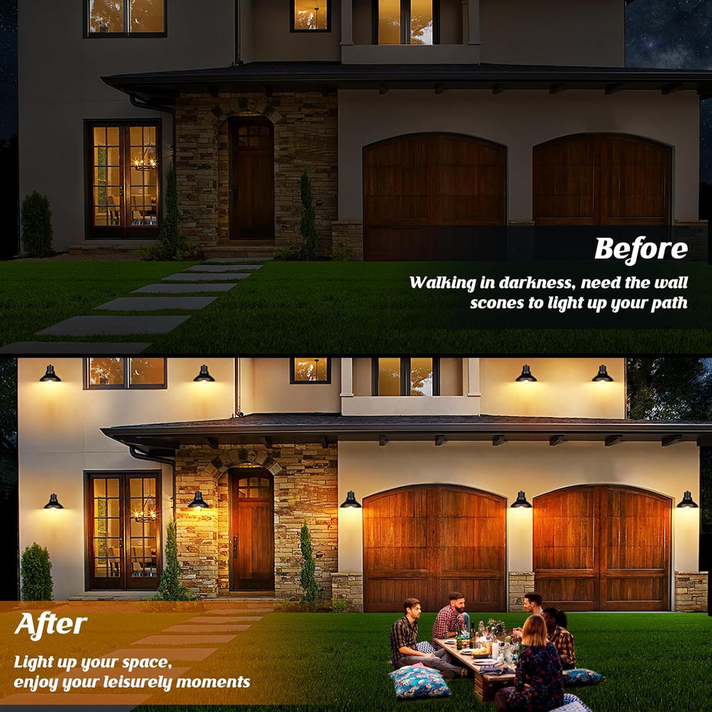 2-Pack Outdoor Light Fixtures Wall Mount, Matte Black Farmhouse Gooseneck Barn Light, Waterproof Exterior Wall Sconces