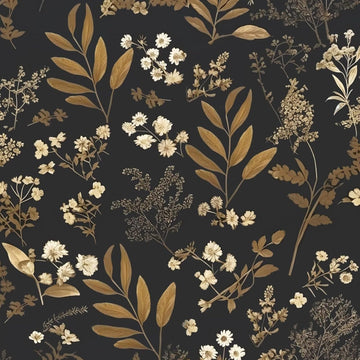 Vintage Floral Peel and Stick Wallpaper 17.5"x 393", Gold Black | Self Adhesive/Removable/Waterproof/Thick Vinyl