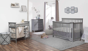 3-Piece Nursery Set with 4-in-1 Convertible Crib, 4-Drawer Dresser, Changing Table with Hamper, Baby