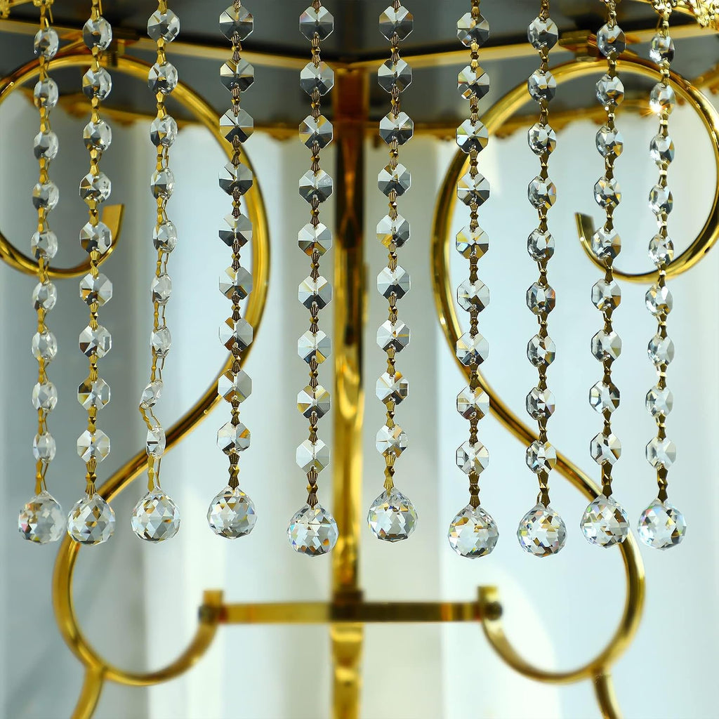 10Pcs Crystal Garland Strands Hanging Glass Chandelier Beads Chains - Glass 20mm Balls Prisms with Beads Pendants