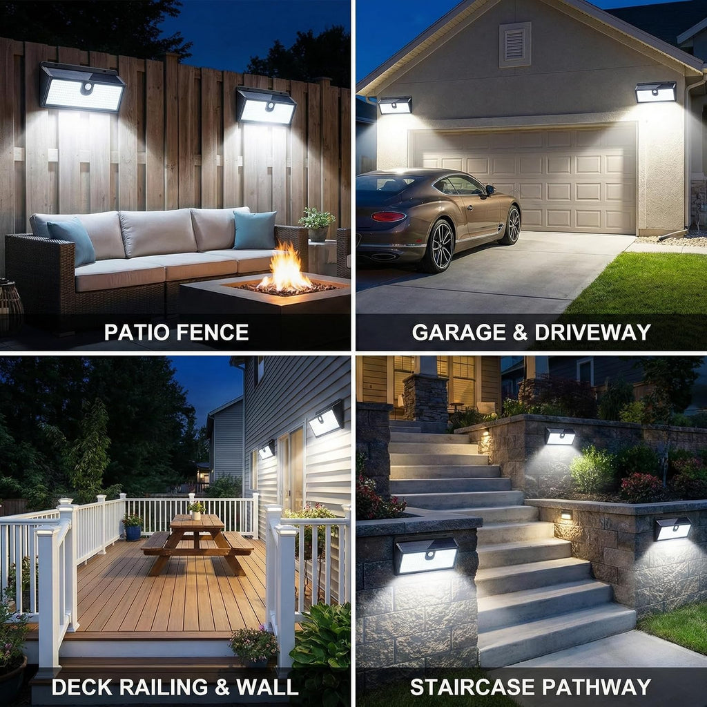 Solar Flood Lights Outdoor Motion Sensor, 452 LED Solar Security Lights with 26FT PIR Sensor, 270° Wide Angle, 30%