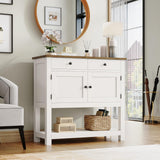 Farmhouse Console Table with 2-Door Cabinet & 2 Drawers, Coffee Bar, Entryway Table with Storage Shelf