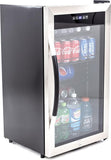 Beverage Cooler with Glass Door 108 Can Mini Refrigerator with Lock for Beer Sod