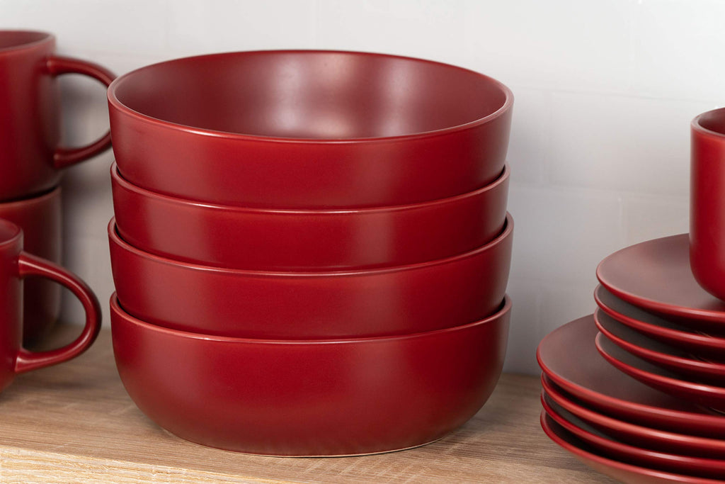 Wazee Matte Coupe Dinnerware Set, 16 pc, Red
