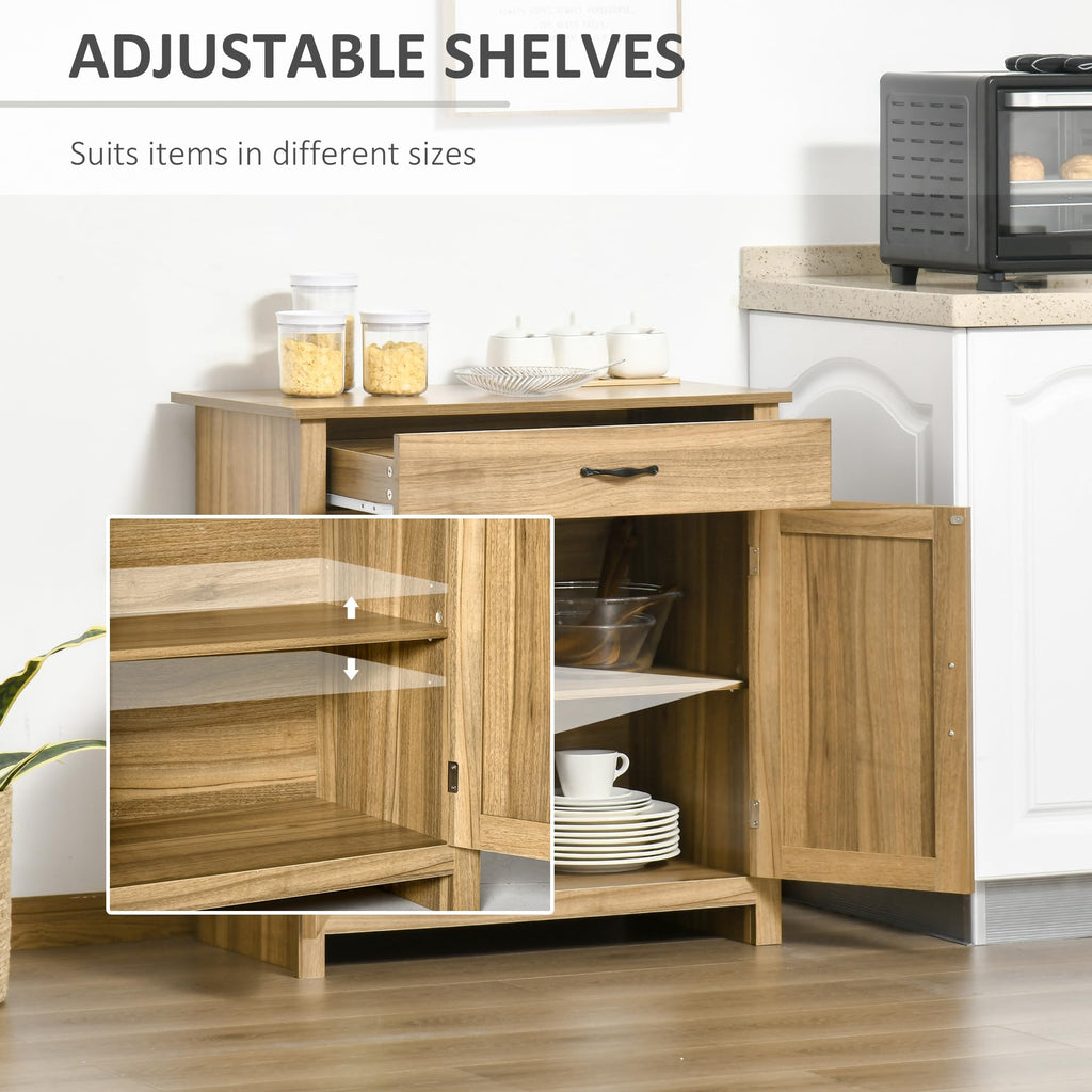 Farmhouse Sideboard Buffet Cabinet Barn Door Natural Wood Effect