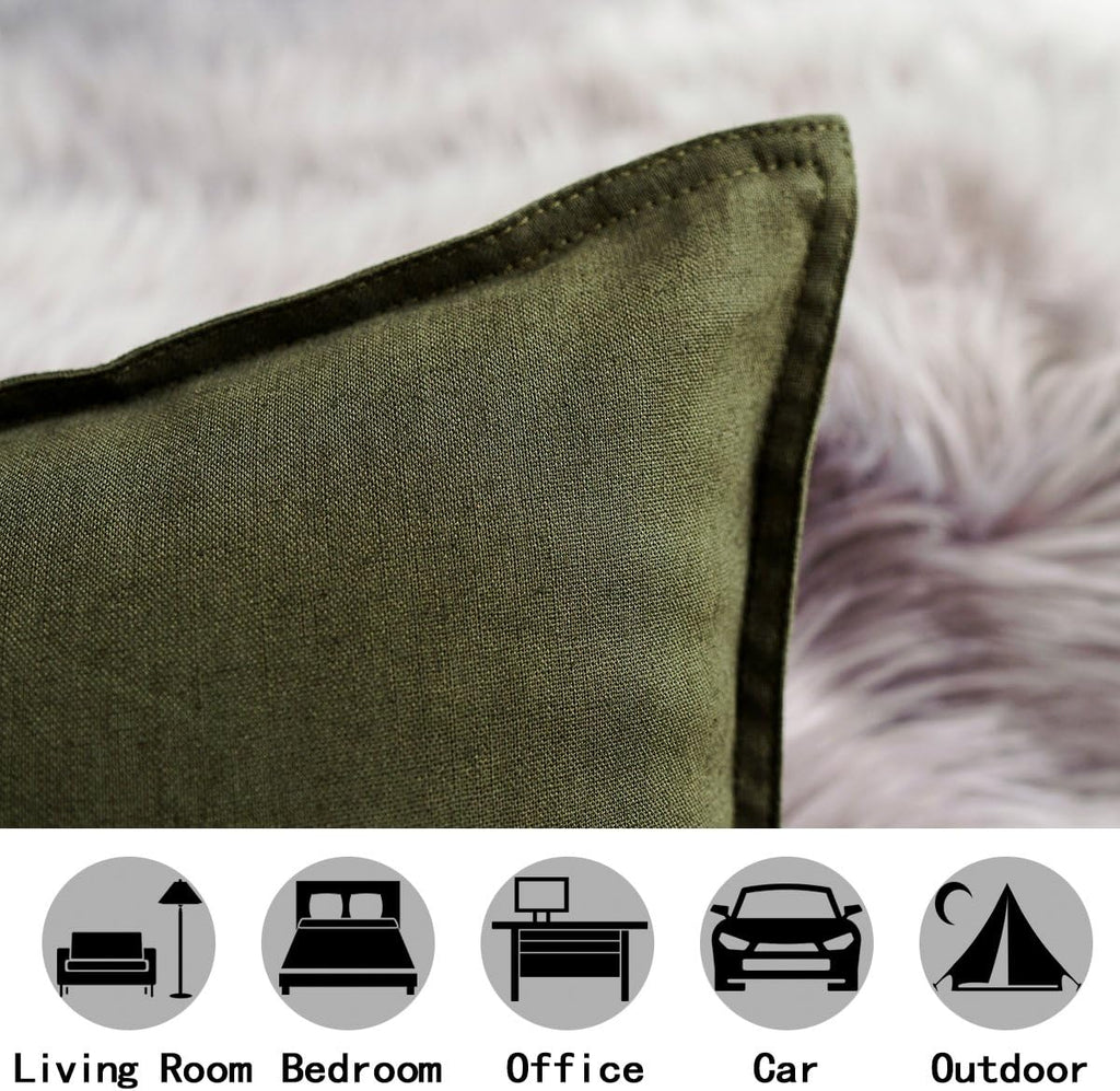 Cotton Linen Square Decorative Throw Pillow Case Cushion Cover with Twin Needles Stitch on Edge,for Wedding Party
