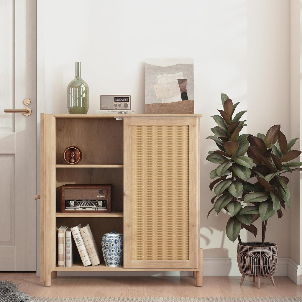 Sideboard Buffet Cabinet with Storage Spaces, Sideboard Cabinet with Door & Shelves, Mid-Century Accent Coffee Bar