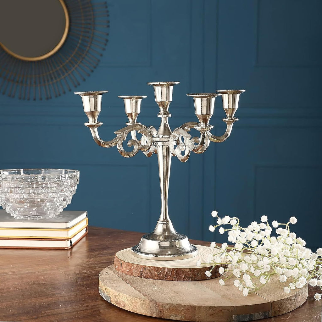 5 Arm Candelabra Taper Candle Holders Decorations Indoor Kitchen Décor Table Candles Candlestick Candelabra