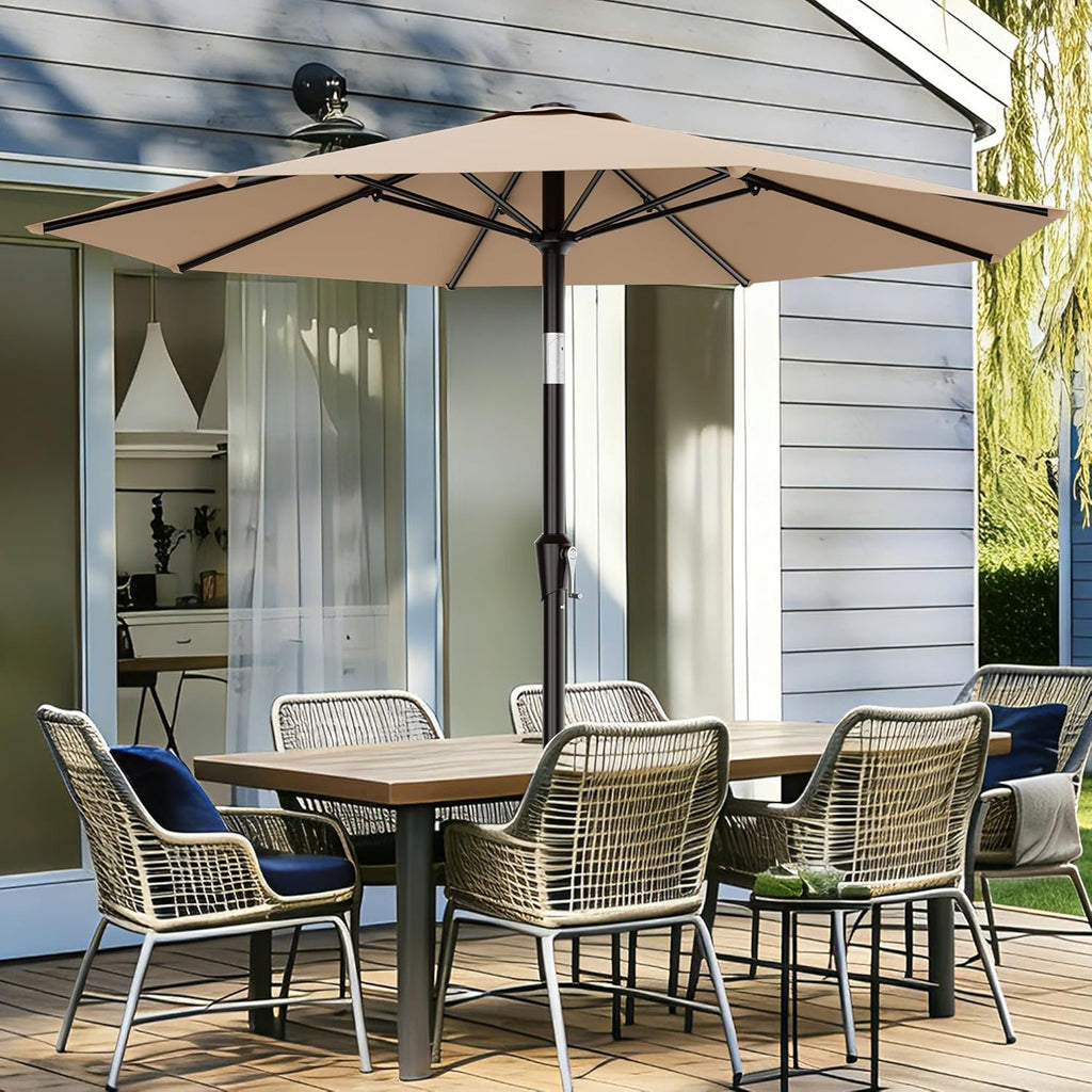 9 FT Patio Umbrella Table Umbrella with Push Button Tilt and Crank