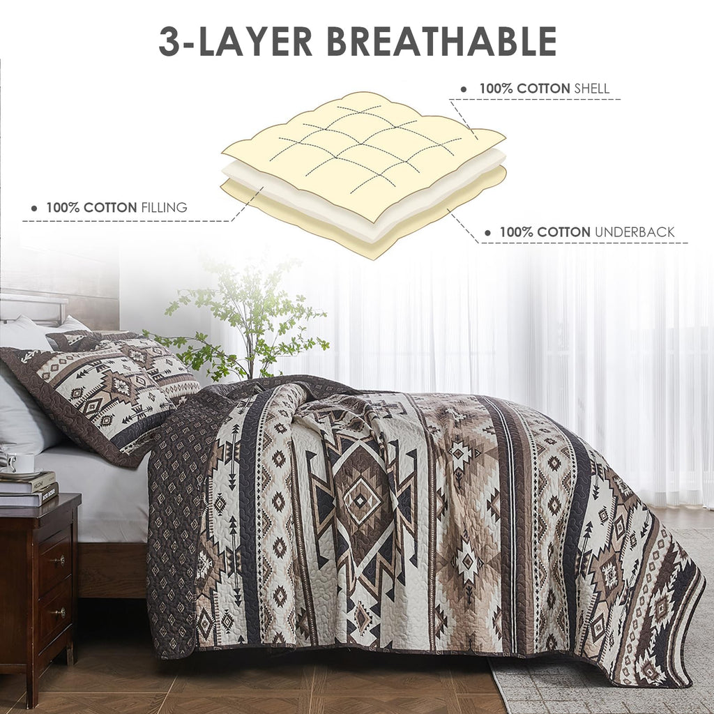 Traditional Quilt - 3 Pieces Rustic Aztec Bedding Sets