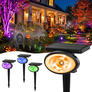 IP67 Solar Lights Outdoor Waterproof, 2CCT & RGB Landscape Lights, 4 Pack