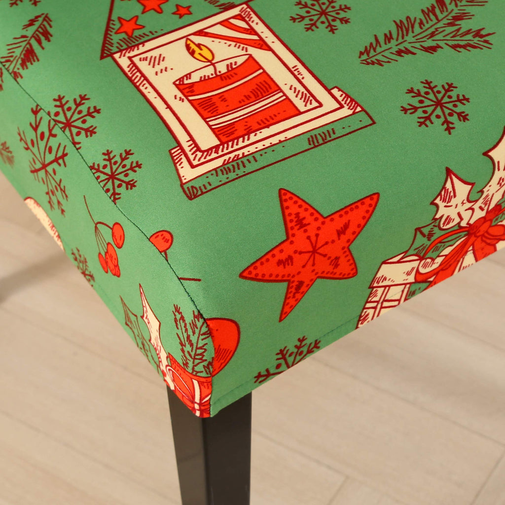 4PCS Stretch Removable Washable Dining Room Chair Protector Slipcovers Christmas Decoration/Home Decor Dining Room