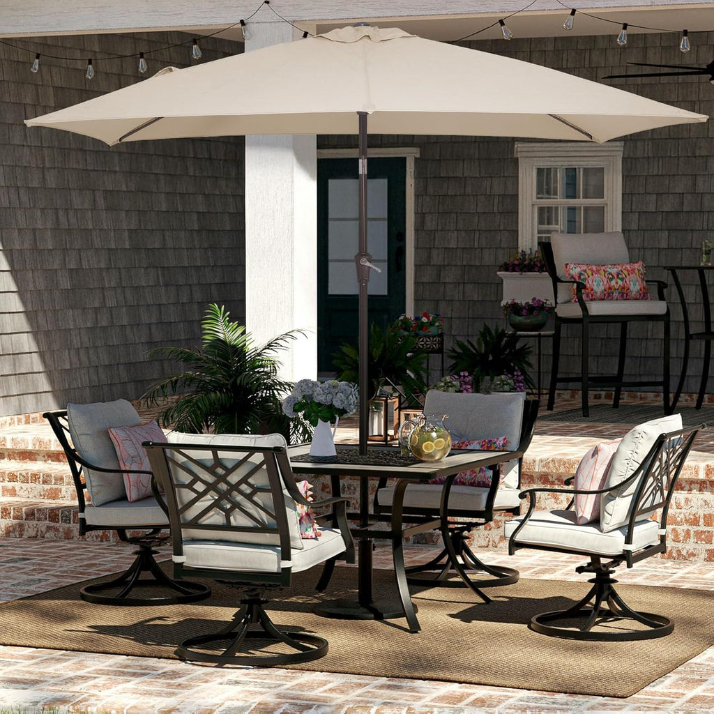 6.5x10 ft Rectangular Patio Umbrellas Rectangle Outdoor Umbrella with Push Button Tilt and Crank