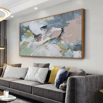 Pink Abstract Painting Large Wall Art Living Room Decor Green Canvas Print Colorful Abstract Wall Art Home Office