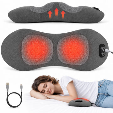 Smooth Triple Fusion Back Massager with Heat, Lumbar Massager Pillow