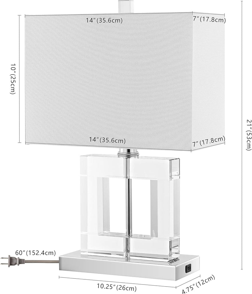 Town Square Modern Square Crystal 21-inch Bedroom Living Room Home Office Desk Nightstand Table Lamp (LED Bulb Included)