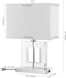 Town Square Modern Square Crystal 21-inch Bedroom Living Room Home Office Desk Nightstand Table Lamp (LED Bulb Included)