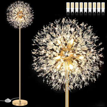 69'' Crystal Floor Lamp, Modern Standing Lamp with 738PCS K9 Crystals, Tall Lamp Pole Light Office